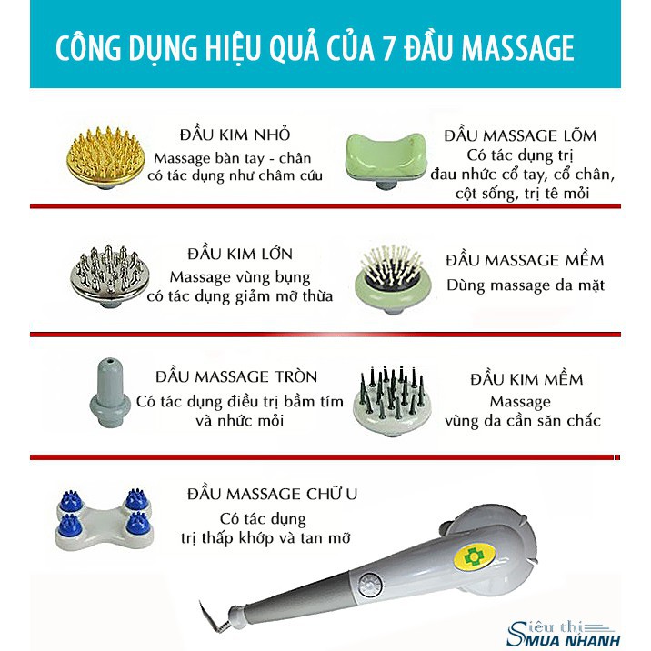 Bán lẻ máy massage và đầu núm máy massage 7 đầu, 10 đầu, 11 đầu