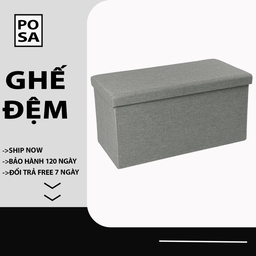 Ghế đôn mặt đệm kiêm thùng vải đựng đồ 2 trong 1 Posa
