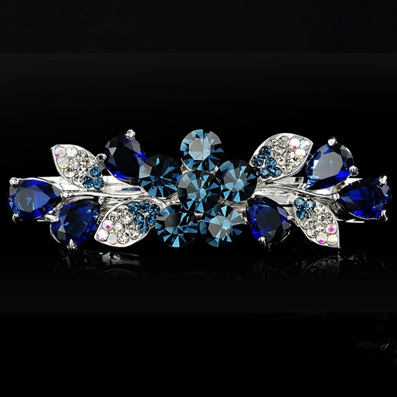 Kẹp Tóc Hình Bông Hoa Đính Kim Cương Giả Đơn Giản