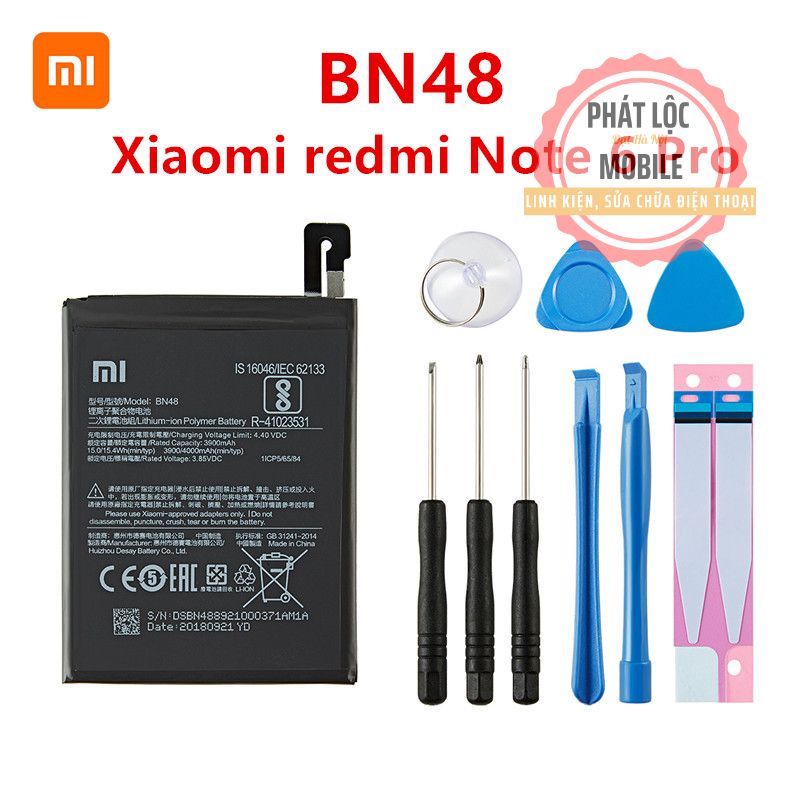 Pin Xiaomi Redmi Note 6 Pro, Mã pin BN48, Dung lượng 4000mAh, Bảo hành 3 tháng. Tặng kèm bộ tua vít mở máy