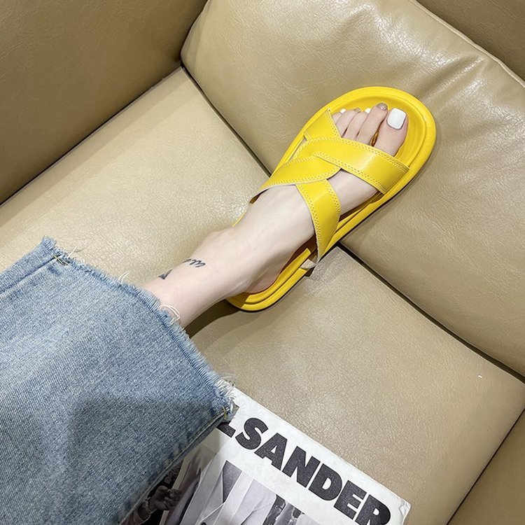 Dép Nữ Đế Bằng Mũi Tròn Quai Chéo Thời Trang | BigBuy360 - bigbuy360.vn