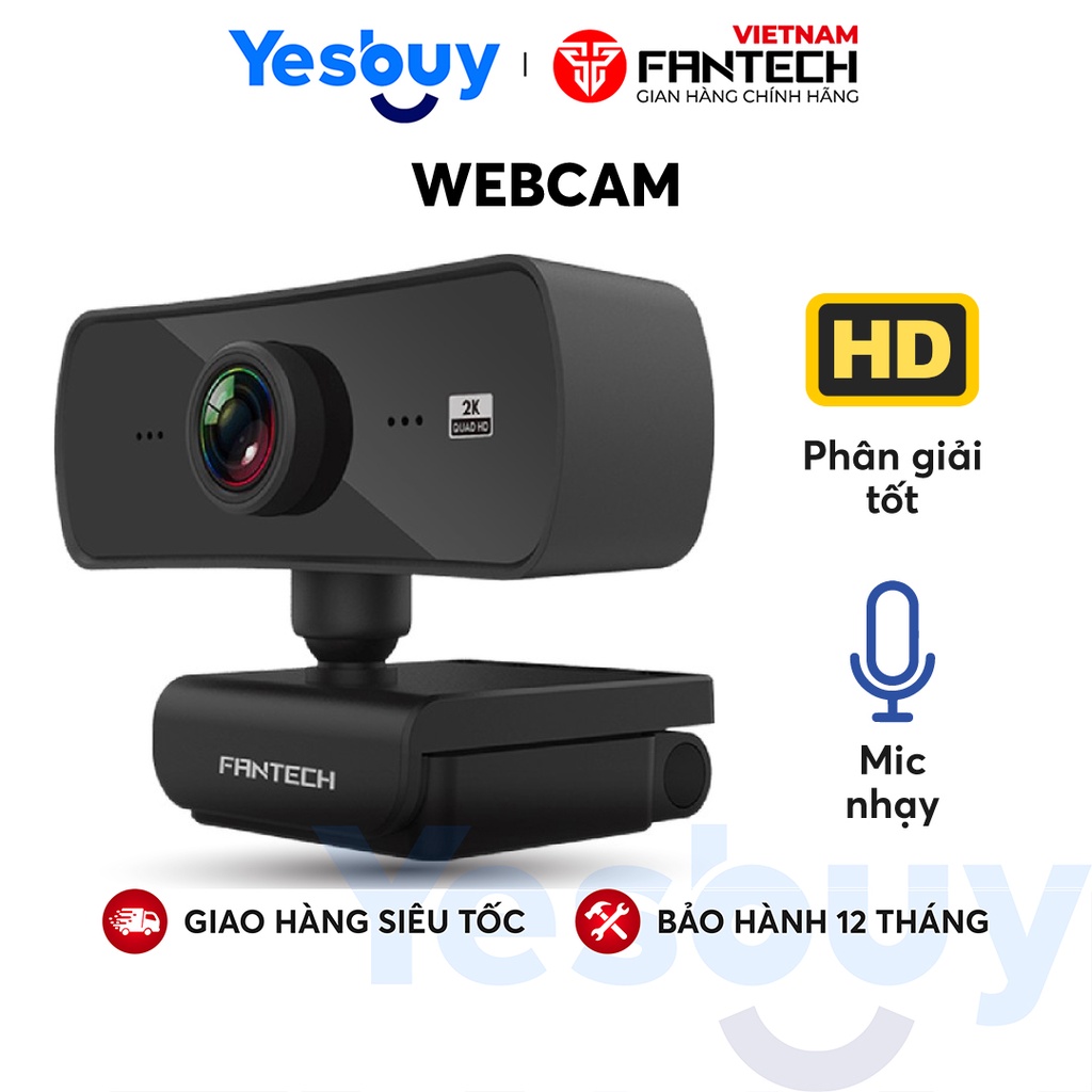 Webcam Livestream Học Tập và Làm Việc Online Chuyên Nghiệp FANTECH C30 Luminous 4MP Chất Lượng 2K/25fps - Chính Hãng