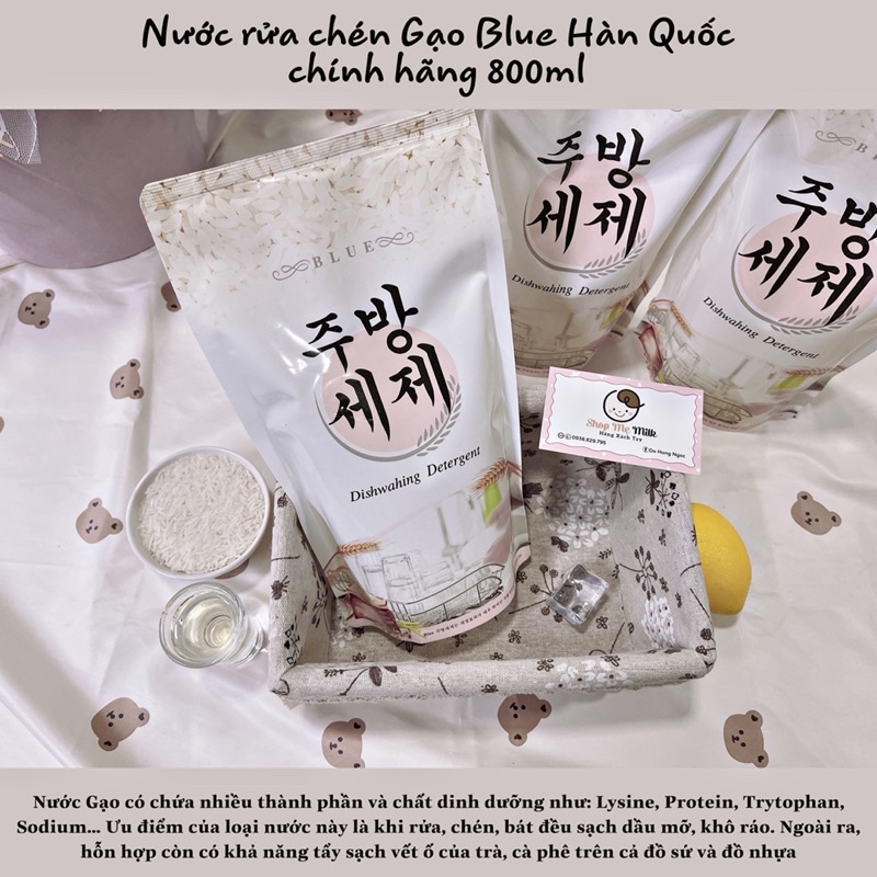 Nước rửa chén Gạo Blue Hàn quốc 800ml [Date 2024]
