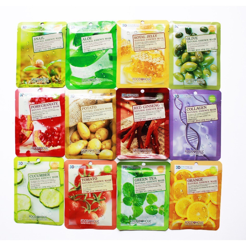 Mặt nạ giấy 3D 💥Freeship💥 Foodaholic Mask Hàn Quốc giúp cấp ẩm, làm mát da, dưỡng da trắng sáng, mịn màng SP14 | BigBuy360 - bigbuy360.vn