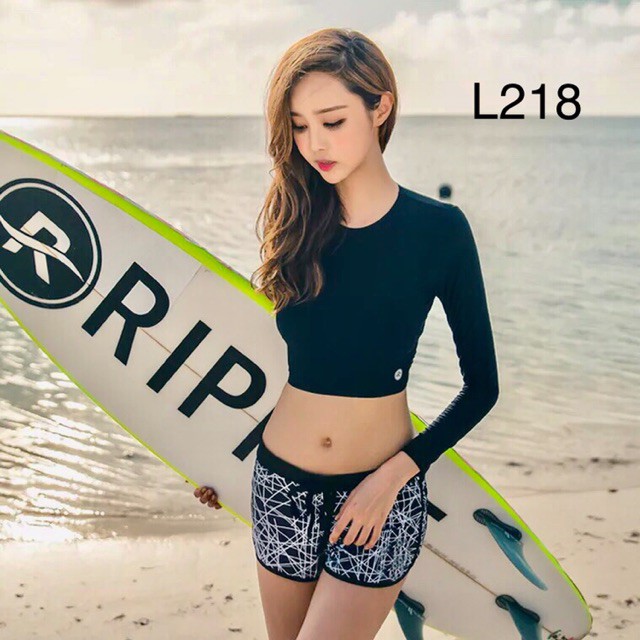 Bikini dài tay loại tốt che nắng đi biển đồ bơi cạp cao kín đáo Hàn Quốc - Siêu HOT | BigBuy360 - bigbuy360.vn