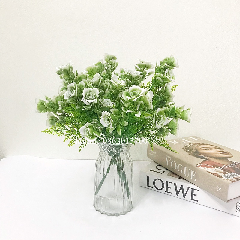 Hoa giả -  cụm hoa hồng xanh cao cấp 34cm nhỏ nhắn, trang trí, decor nhà cửa, cửa tiệm, studio...