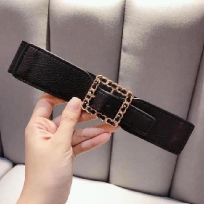 Thắt lưng dây da 3,5cm / Đai váy nữ mặt vuông phù hợp mặc quần tây, quần jean - Hari Korea Accessories