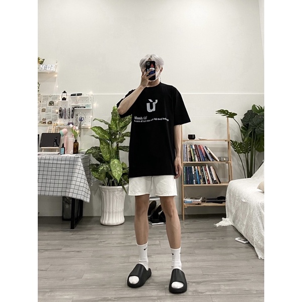 ÁO THUN TAY LỠ COTTON Ừ FORM UNISEX NAM NỮ (hình chụp thật)