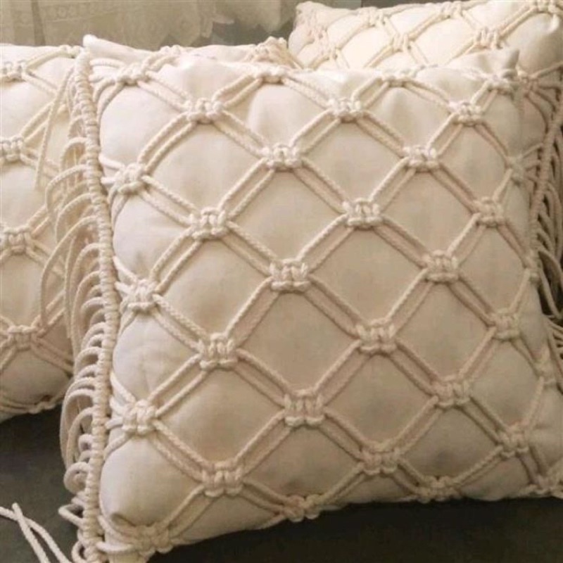 Gối sofa tựa lưng macrame trang trí