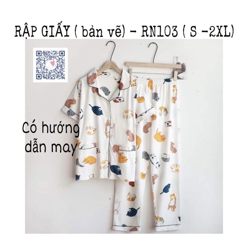 RN103_Rập giấy may bộ pijama nữ ngắn tay