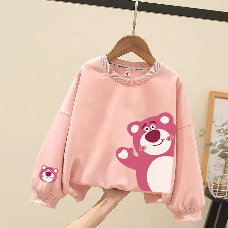 Áo sweater In Hình Gấu Và Dâu Tây Phong Cách Nhật Bản Ngọt Ngào Thời Trang Xuân Thu Cho Bé Gái Trung Niên
