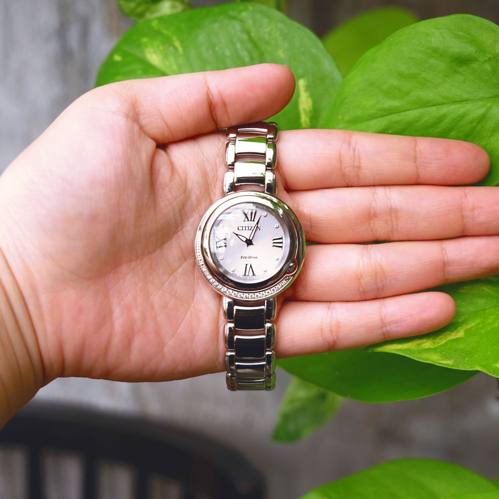 Đồng Hồ Nữ Citizen Đính Kim Cương Dây Thép Không Gỉ EX1120-53X - Mặt Hồng