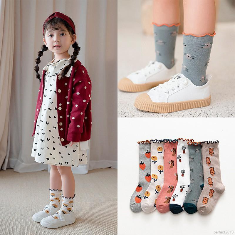 Vớ cotton dáng dài họa tiết hoạt hình đáng yêu hợp thời trang dành cho bé gái