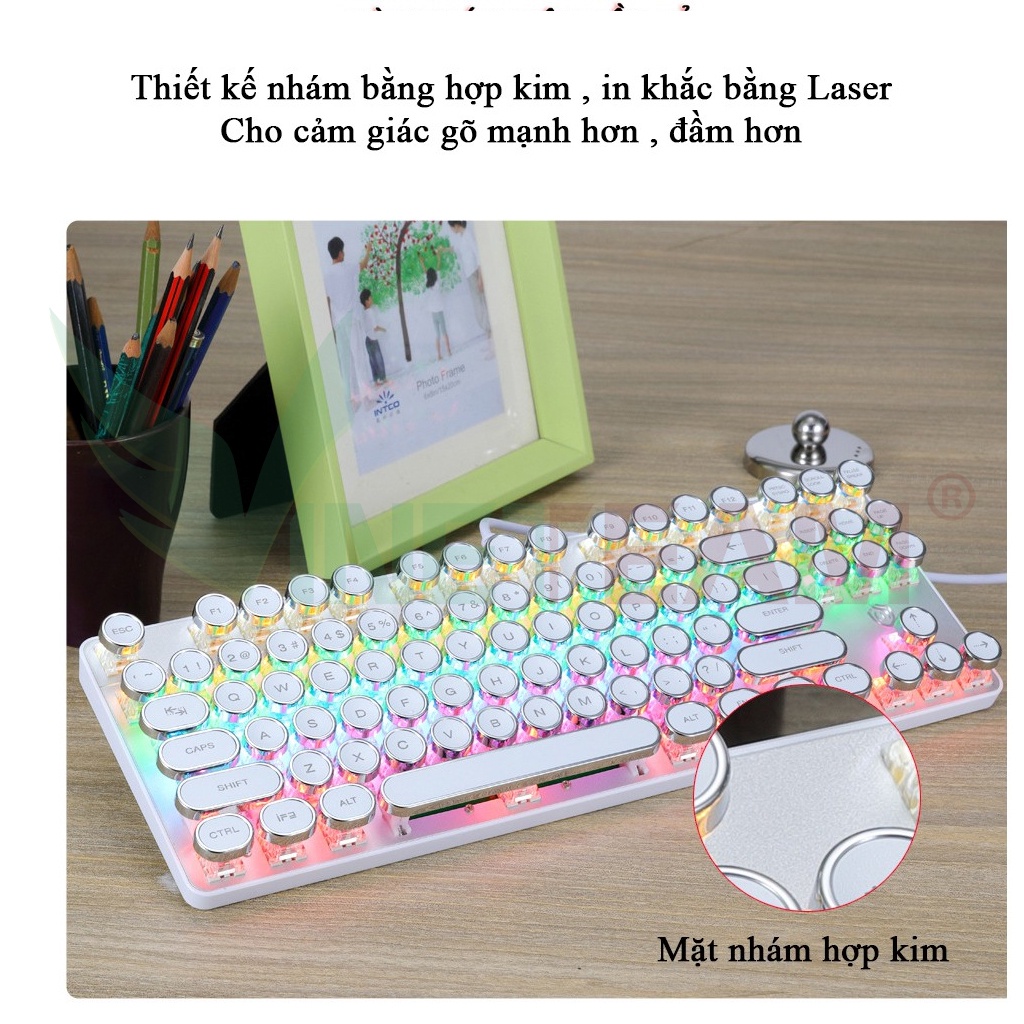 Bàn phím cơ Gaming HJK917 Blue Switch Chống nước  Full LED hiện đại, thời trang ,Phong Cách Cổ Điển Mẫu mới 2022 -dc4785
