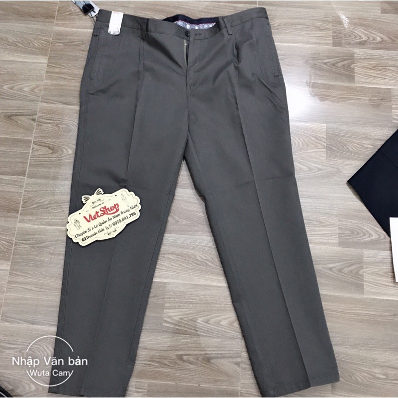 Quần kaki nam trung niên 2 li dáng thụng cao cấp có size 90 kg