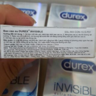 Bao Cao Su ÔM SÁT SIÊU MỎNG Durex Invisible - 3 cái