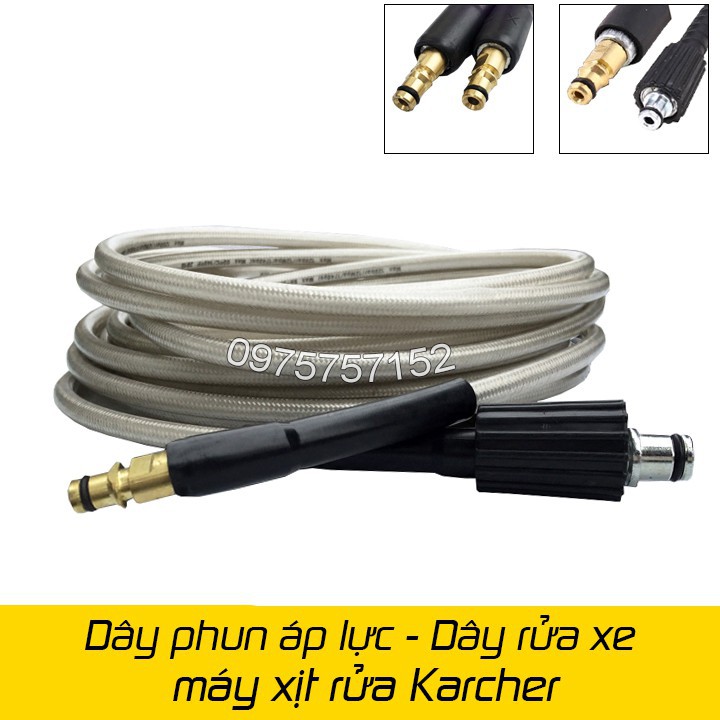 10m Dây áp lực máy rửa xe Karcher - Ống dây phun thay thế máy xịt rửa áp lực Karcher