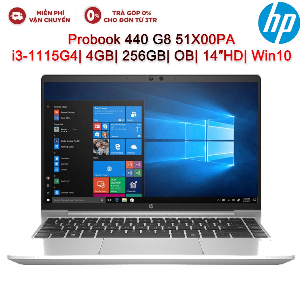 Laptop HP Probook 440 G8 51X00PA i31115G4| 4GB| 256GB| OB| 14″HD| Win10 (Bạc)