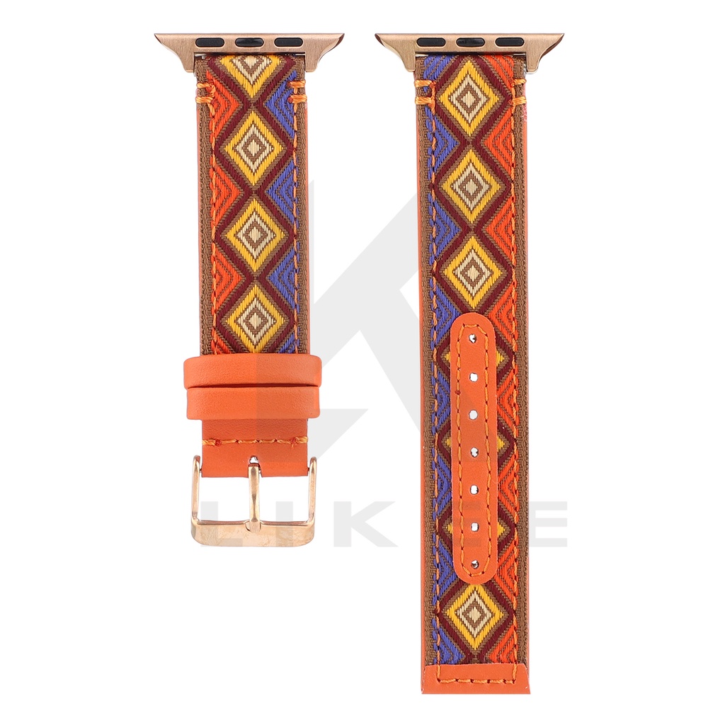 Dân gian-Tùy chỉnh Dân tộc Mới Dây đeo bằng da Tali Jam cho Apple Watch 6 5 4 Dây đeo nylon cho IWatch Series Se 1 2 3 Dây đeo Thể thao Vòng 38mm/40mm/41mm 42mm/44mm/45mm