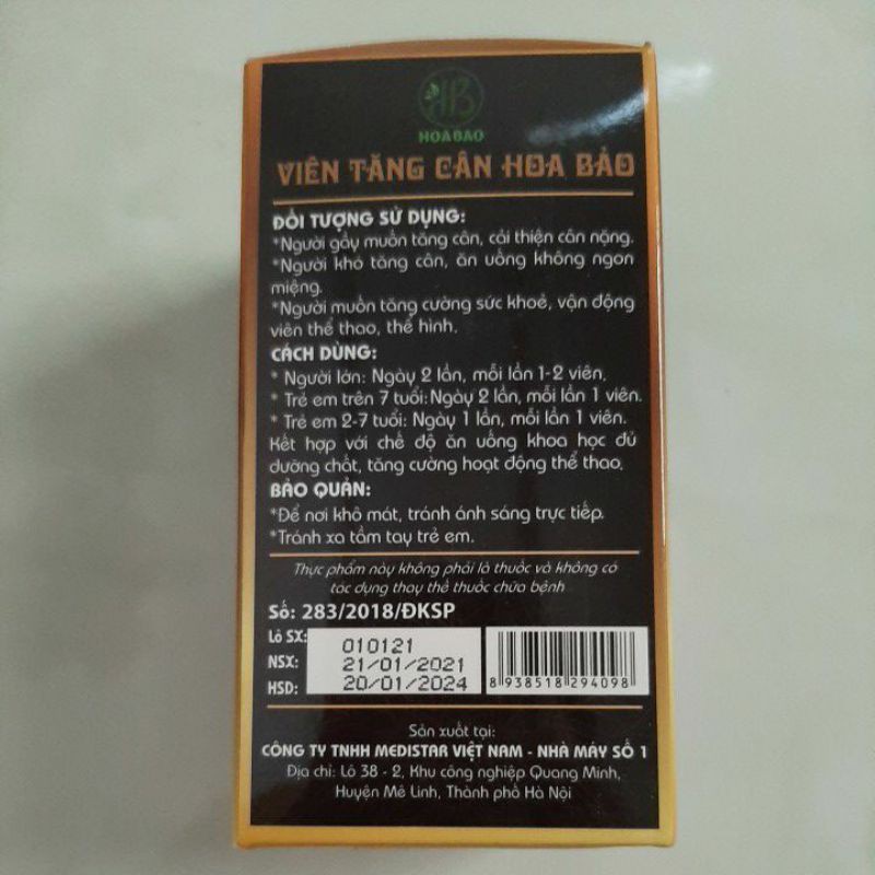Viên tăng cân hoa bảo(hàng chính hãng cty) | BigBuy360 - bigbuy360.vn
