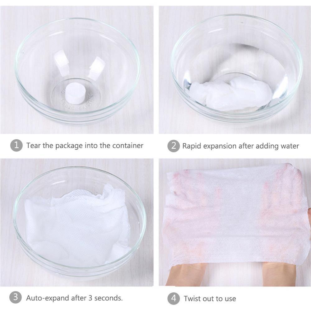 JUNE Bộ 12 / 30 / 50 Khăn Giấy Nén Bằng Cotton Nguyên Chất Dùng Khi Đi Du Lịch