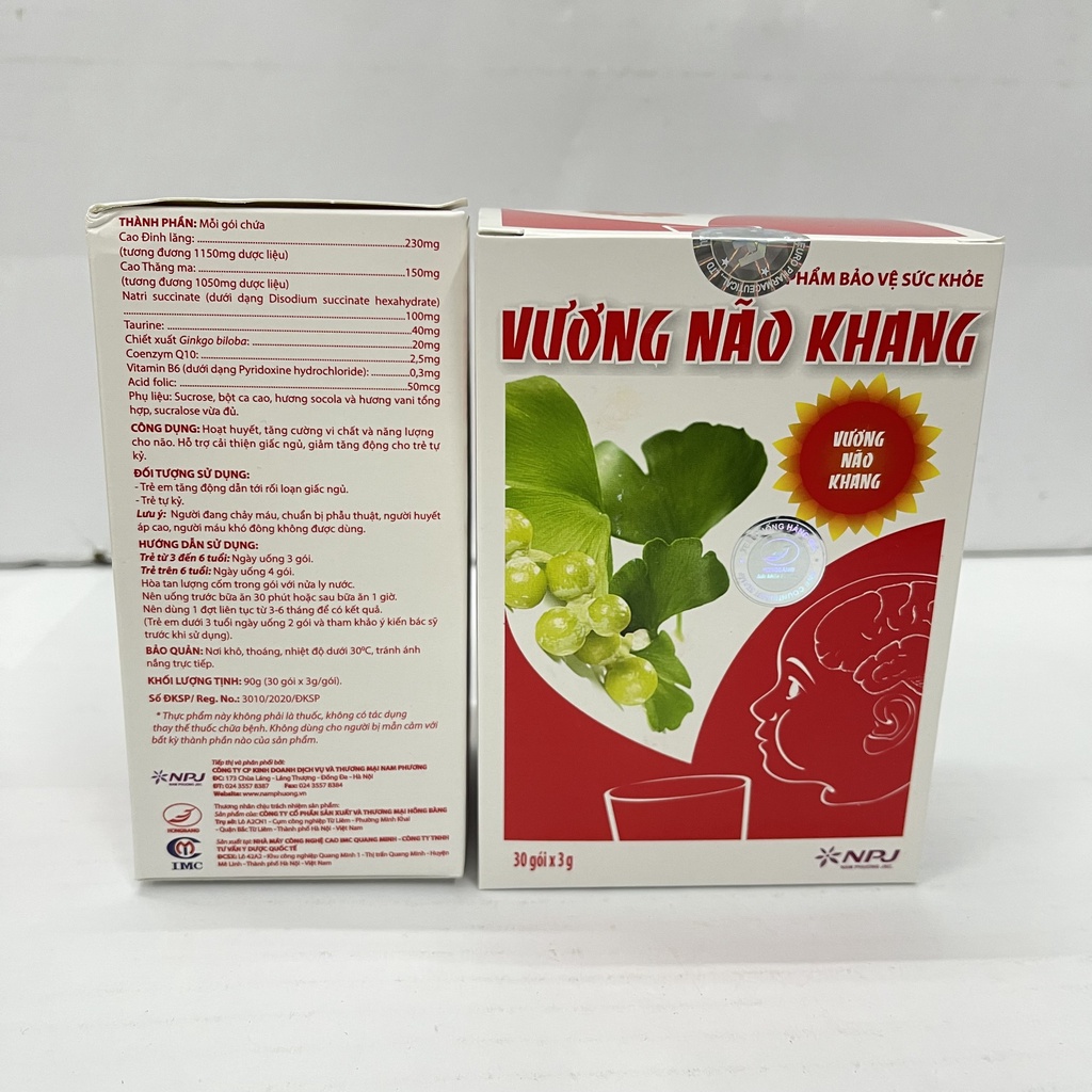Vương Não Khang hộp 30 gói, mua 6 tặng 1, giúp tăng cường trí tuệ cho bé- Cốm trí não, giúp bé tập trung, giảm tăng động