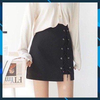 Sale [rinishoppu2020] 12c13 chân váy kaki đan dây bên, chất đẹp, co dãn mềm mại đẹp