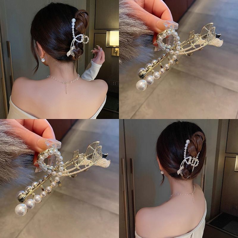Kẹp Tóc Đuôi Cá Đính Ngọc Trai Cỡ Lớn 2022 Sang Trọng