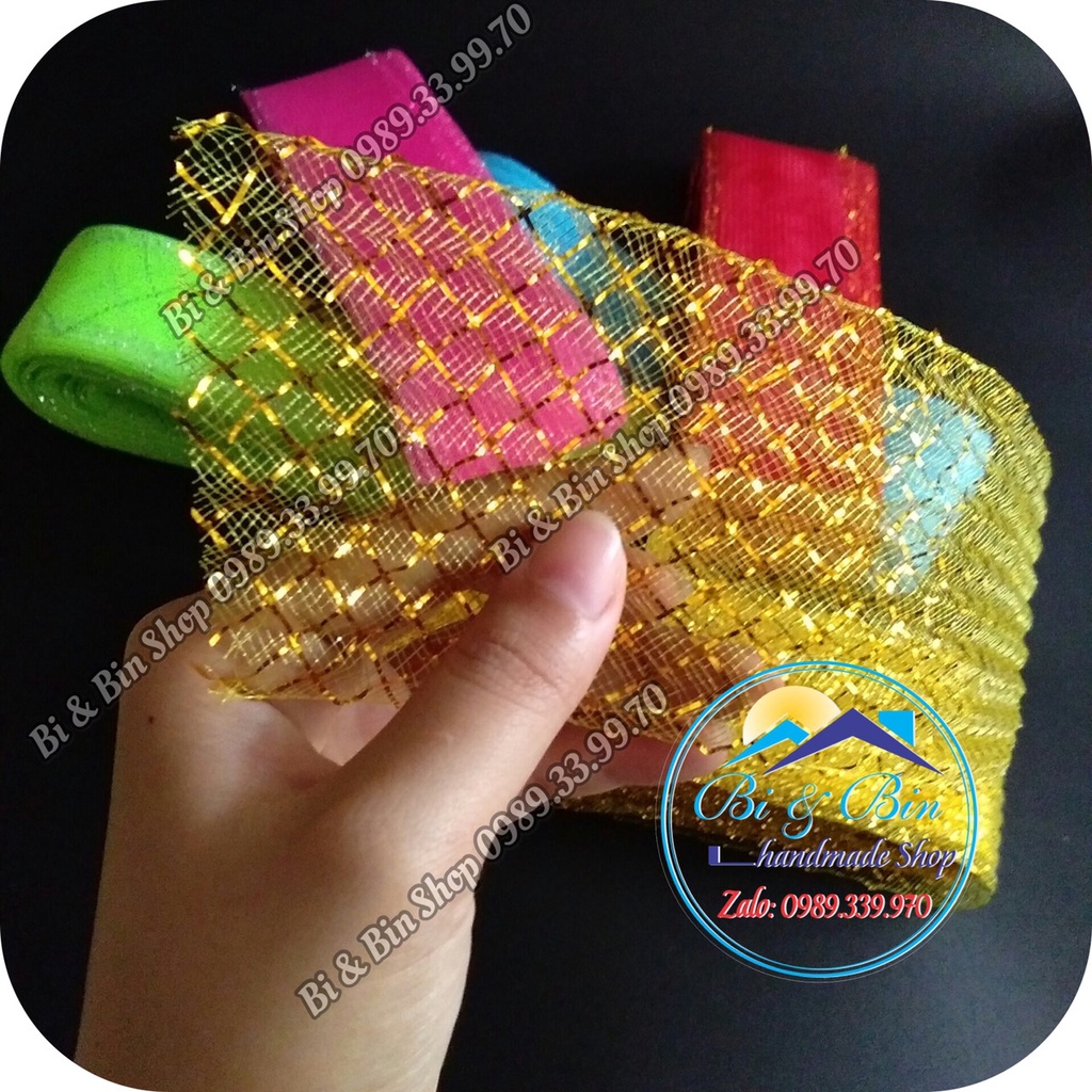 Xấp Ruy Băng Lưới Karo Rộng 7cm Làm Bó Hoa Cưới, Hoa Cô Dâu Và Phụ Kiện Trang Trí Khác