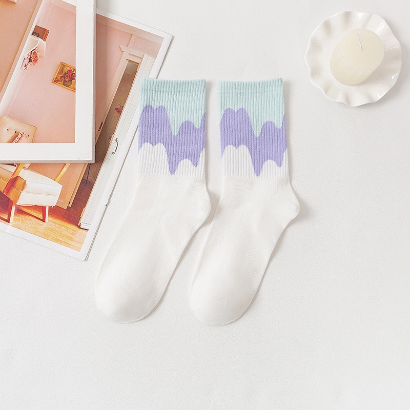 Vớ CUTEBYTE cổ trung họa tiết que kem dễ thương thoải mái thời trang xuân thu cho nữ