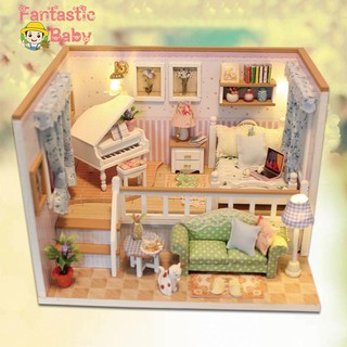BABY  3D Wooden Craft Doll House Furniture DIY Miniature Dust Cover Dollhouse Toys for Children