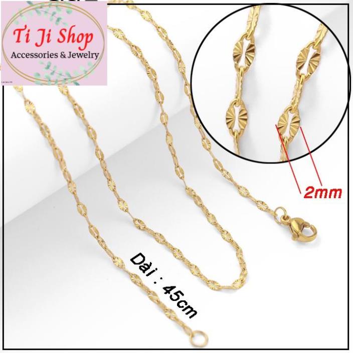 DÂY CHUYỀN NỮ INOX MẠ VÀNG LÁ ME CHẠM CHIẾU D  - đẹp, không đen,