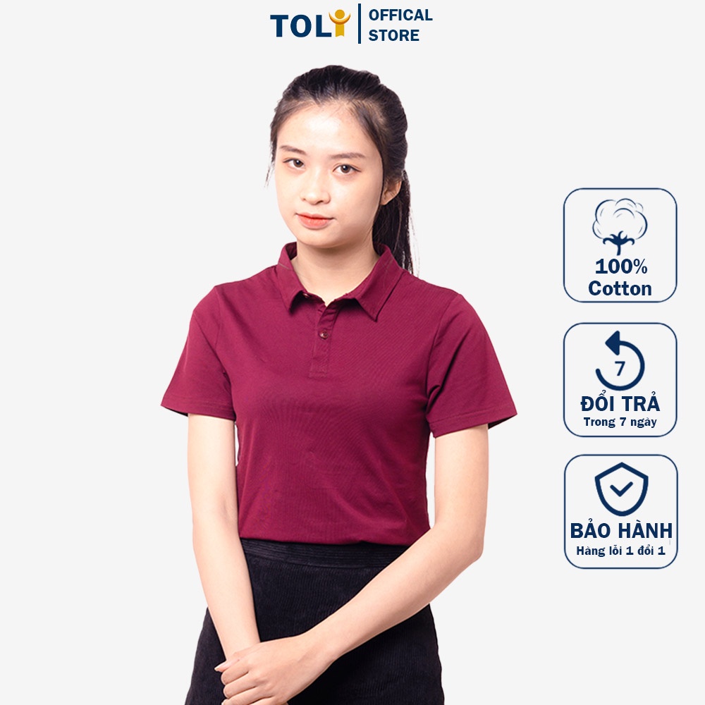 Áo Thun Nữ Cổ Sơ Mi (Cổ trụ) TOLI, Chất Cotton 4 Chiều Mềm Mịn, Co Giãn [Tím Nho-TF24]