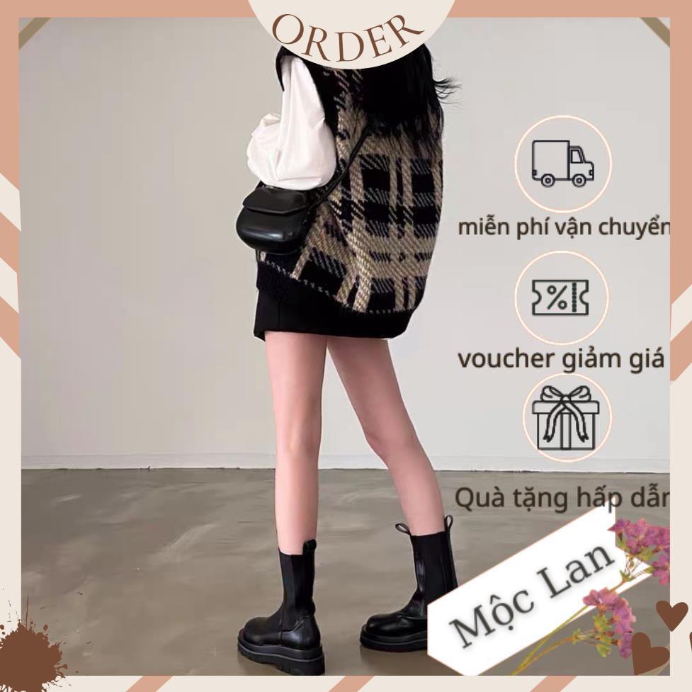 (MộcLan ORDER) Áo len gile họa tiết phong cách Hàn Quốc thu đông | BigBuy360 - bigbuy360.vn