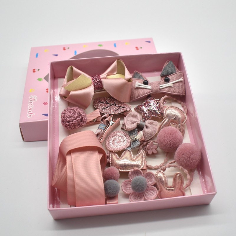 Set Phụ Kiện Tóc 18 chi tiết CAO CẤP cho bé gái, đóng hộp màu làm quà tặng Siêu Cute mùa Giáng Sinh 2021