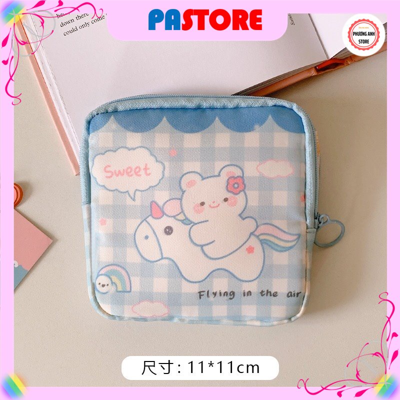 Túi đựng băng vệ sinh,túi đựng đồ skincare túi đựng đồ cá nhân vải cao cấp kín đáo nhỏ gọn sử dụng dễ dàng dễ thương.