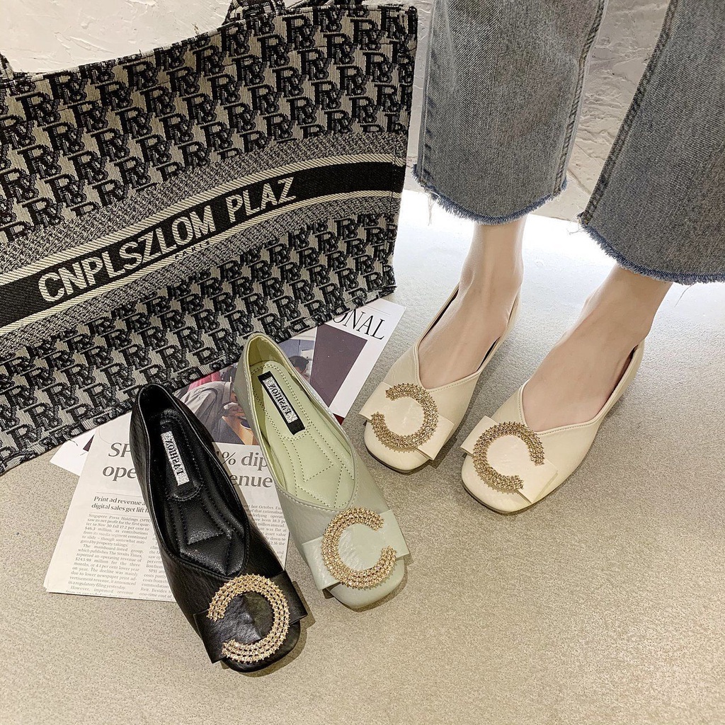 Giày búp bê mũi vuông thiết kế chống trượt thời trang xuân thu tiện dụng cho phụ nữ mang thai