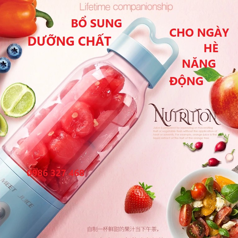 [CÓ SẴN] Bình Thay thế Máy Xay Sinh Tố Đa Năng Cầm Tay Meet Juice cao cấp chống va đập, xay siêu mạnh, nhanh