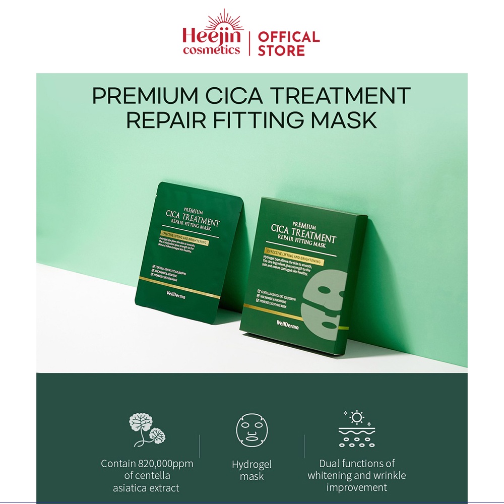 Mặt Nạ Thạch Rau Má Cho Da Mụn WellDerma Premium Cica Treatment Repair Fitting 25g