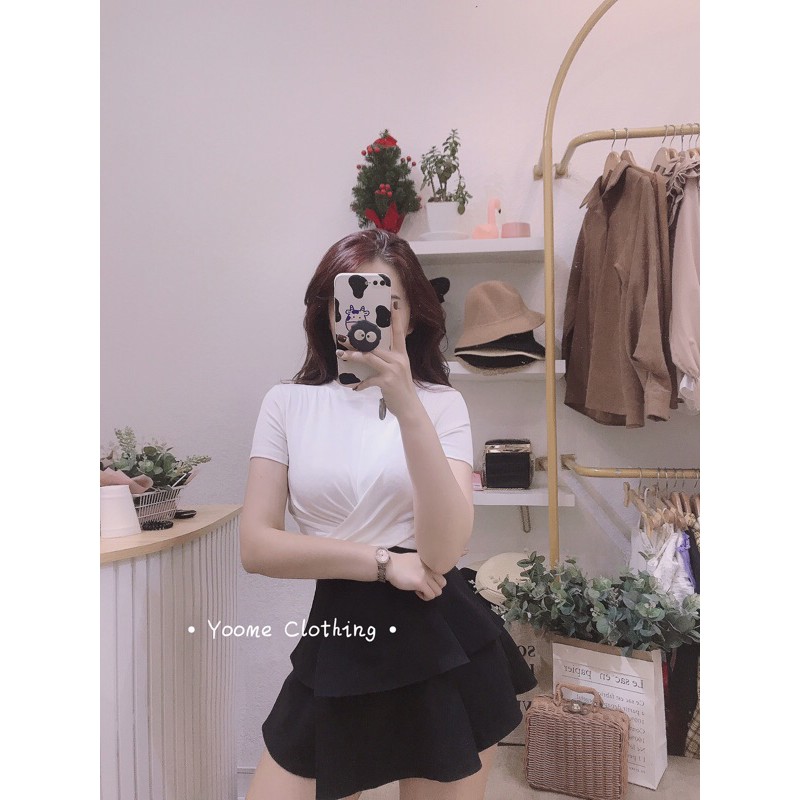 Áocroptop xoắn eo chất cottonzip dày dặn co giãn đa chiều cho nữ Yoomeclothing[ ẢNH THẬT SHOP CHỤP ]