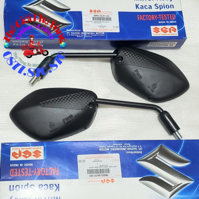 Kính hậu - kiếng hậu Raider Fi, Satria Fi zin Suzuki Indonesia - 56500-34J51-000/ 56600-34J51-000