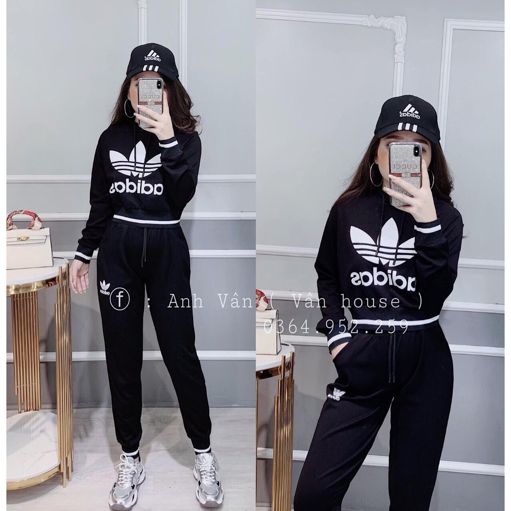 [Kèm Hình Thật] Set Thể Thao Spotty Croptop Hoodie Và Quần Jogger Vải Mịn Co Dãn Thấm Hút Mồ Hôi - SE112