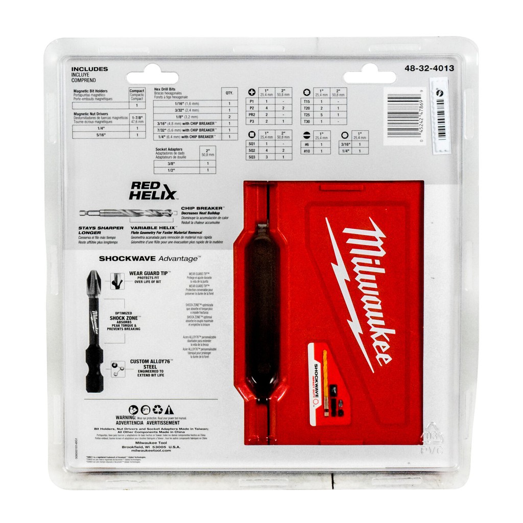 Bộ vít và mũi khoan chân lục giác Milwaukee 48-32-4013 Shockwave 50 mũi