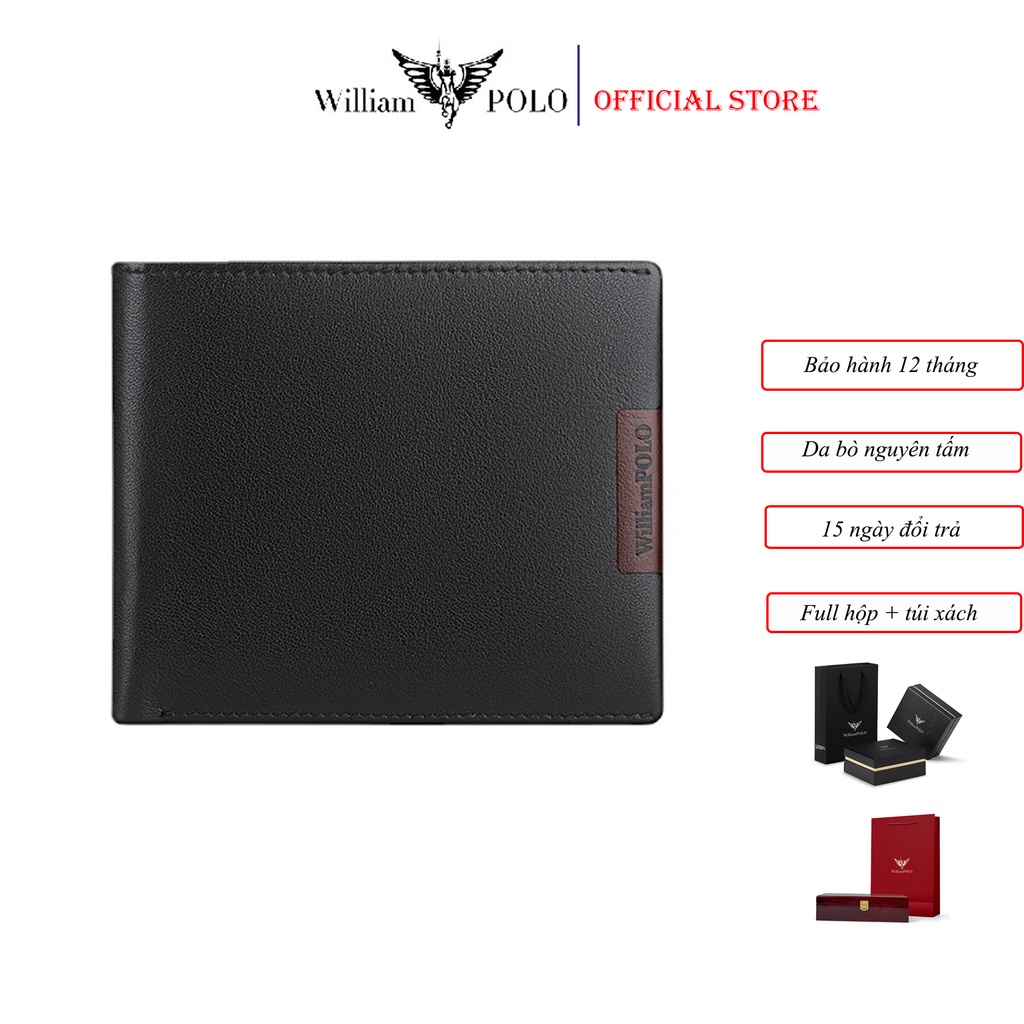 Ví Da Nam Cao Cấp Da Bò Thật Chính Hãng Williampolo POLO201530- full túi xách và hộp