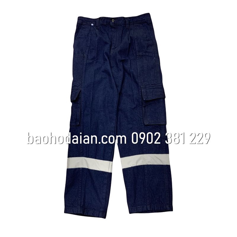 Quần jean túi hộp phản quang xám 2 ống chân