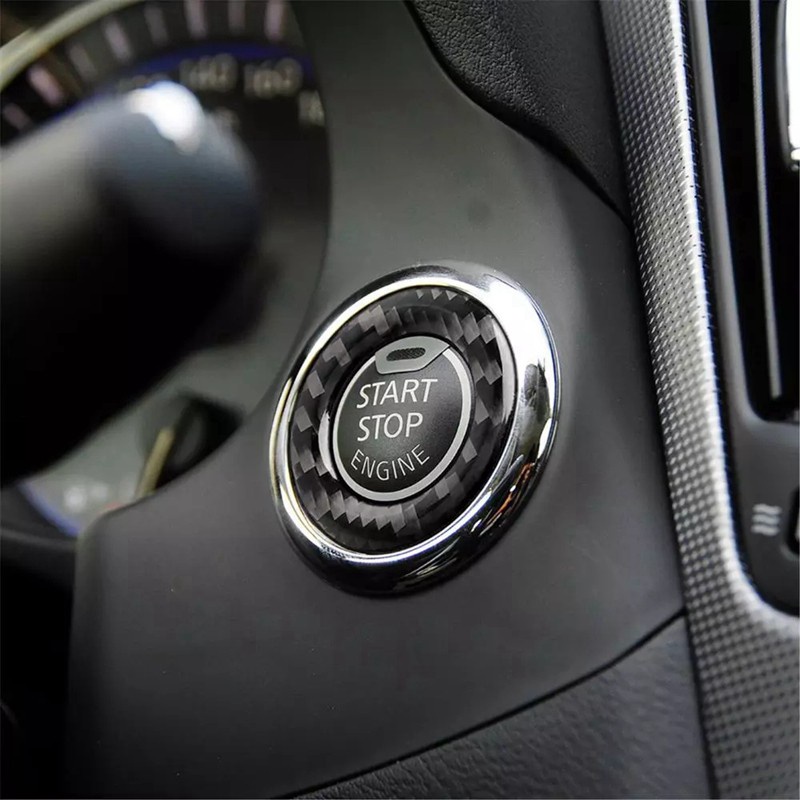 Engine Start Stop Button Panel Cover for Infiniti Q50 Carbon Fiber