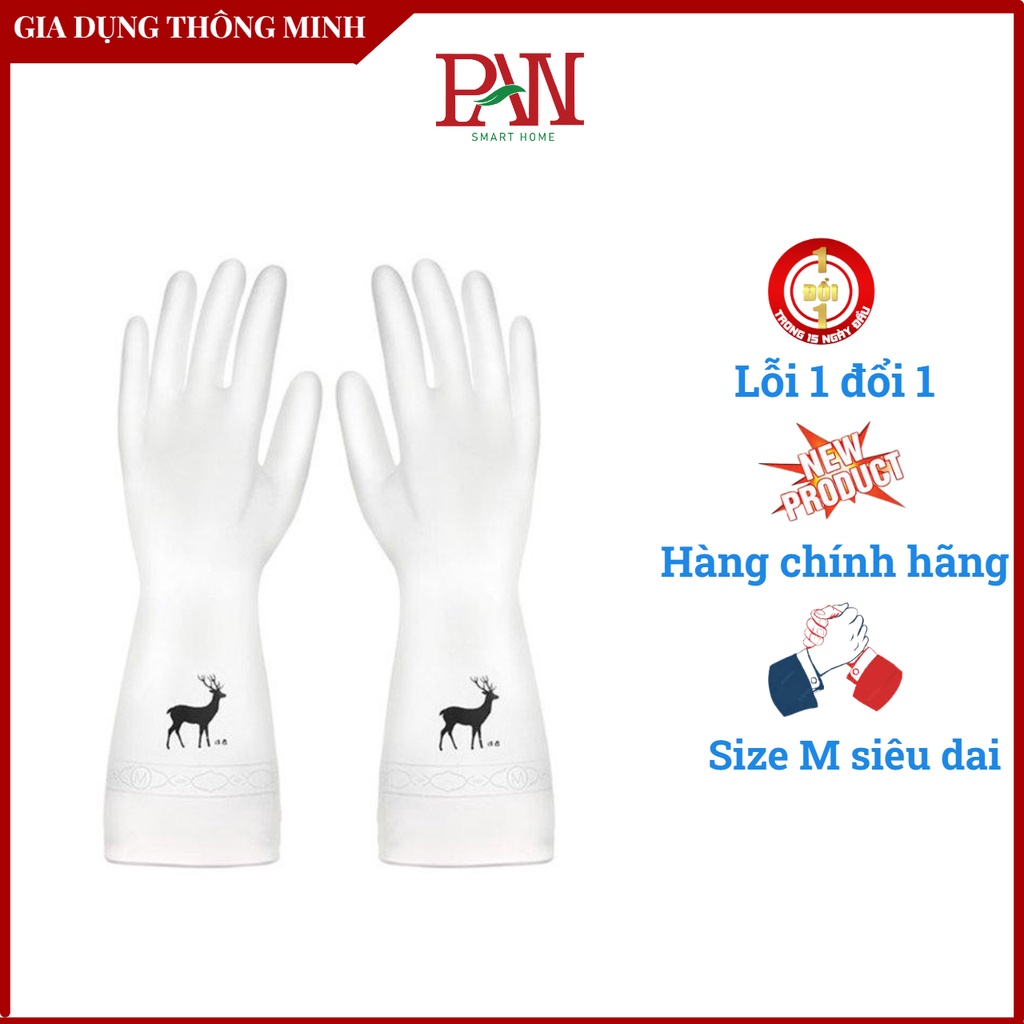 Găng tay cao su huơu gang tay rửa bát rửa chén giặt rũ không mùi hôi size M bao tay cao su siêu dai làm bếp núc