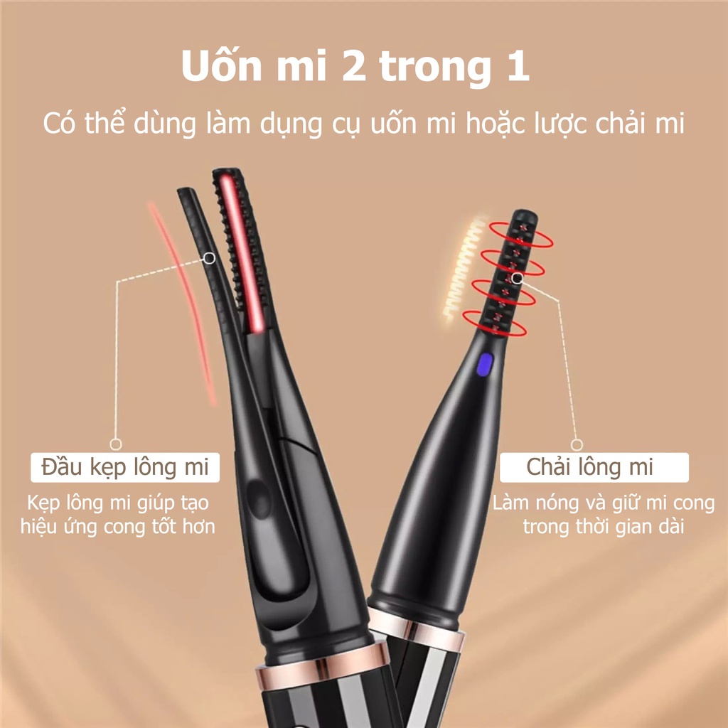 Máy uốn mi nhiệt tích hợp 3 chế độ giúp uốn mi làm cong đơn giản sử dụng dễ dàng tại nhà