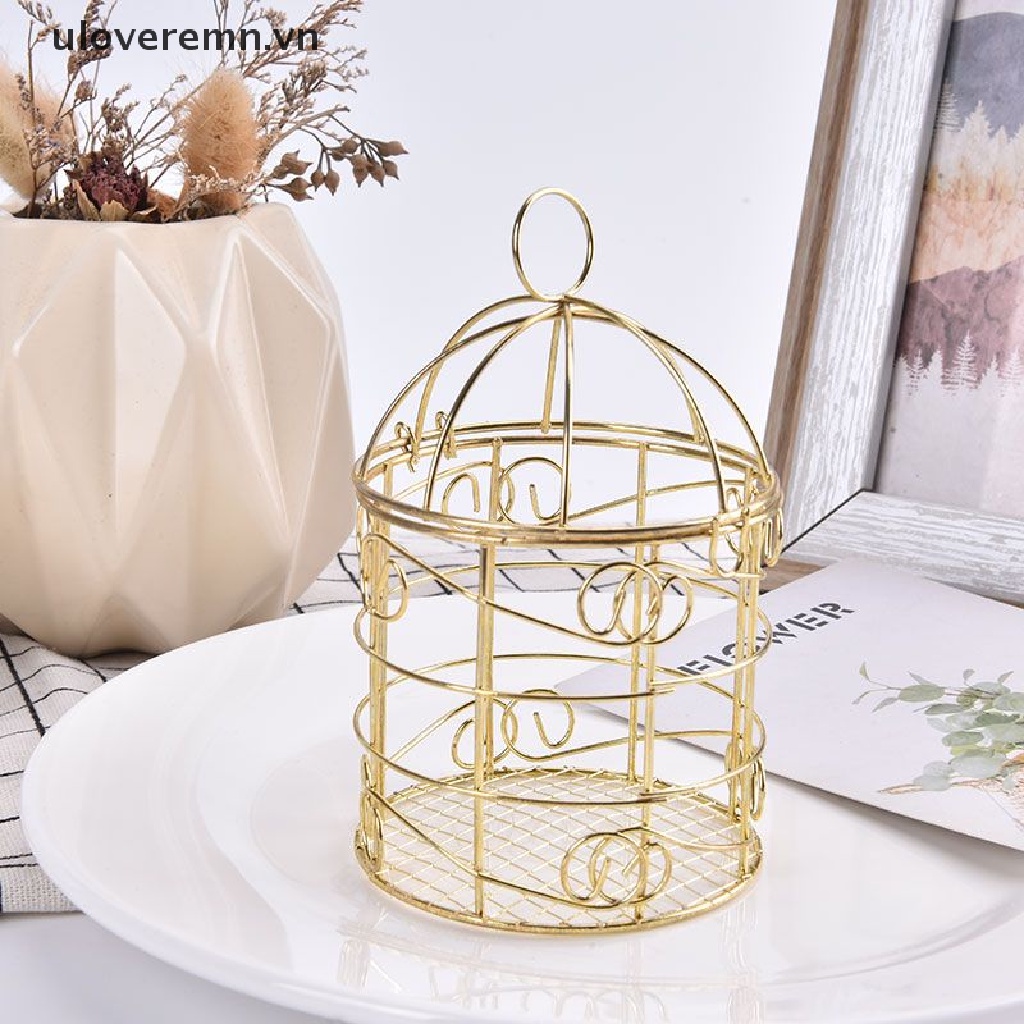 Hộp Đựng Kẹo Hình Lồng Chim Màu Vàng Phong Cách Retro Vintage