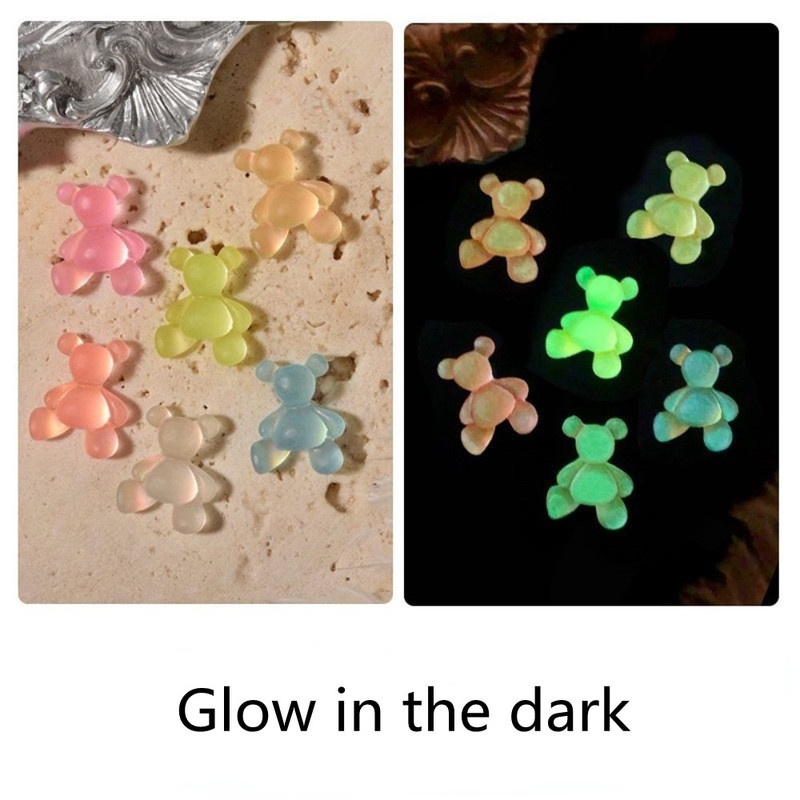 Set 1/5 Gấu Hoạt Hình 3D Dạ Quang Trang Trí Móng Tay